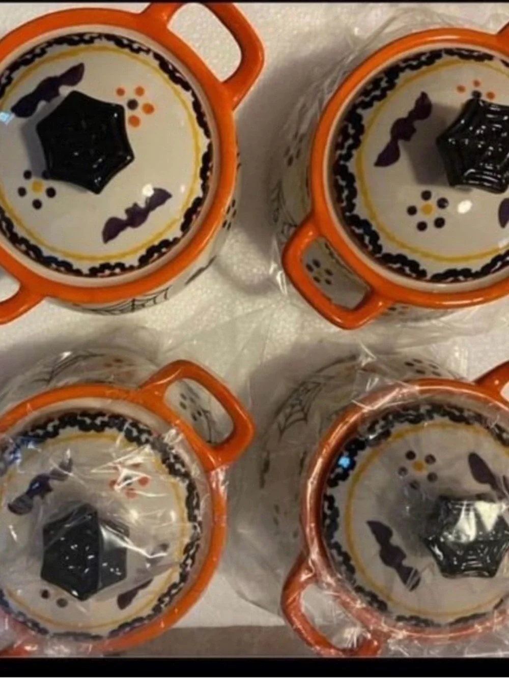 Temptations boofetti Halloween Ceramic crocks  with figura Lids - Orange & black